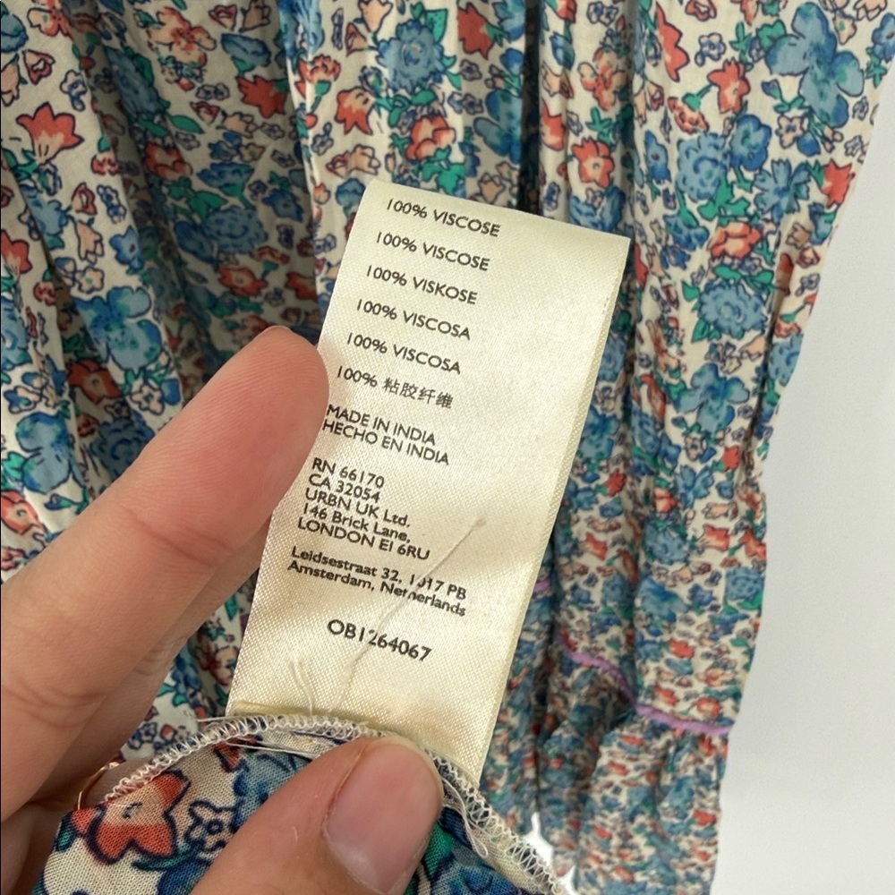 Free People NWT Floral Smocked Button Midi Dress Size L Blossom Combo Boho - Picture 8 of 9